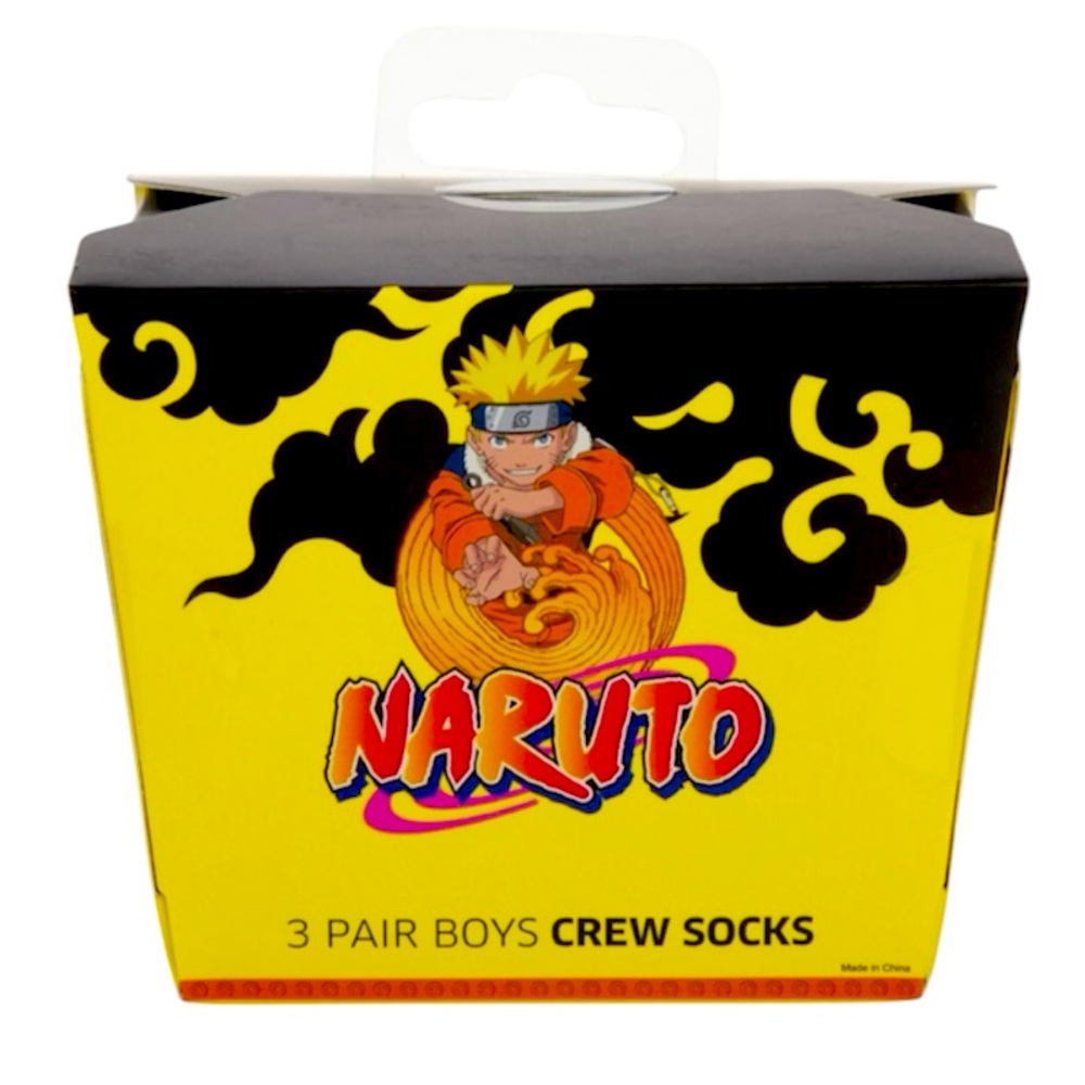 3-Pack Naruto Japanese Manga Boys Crew Socks - NWT